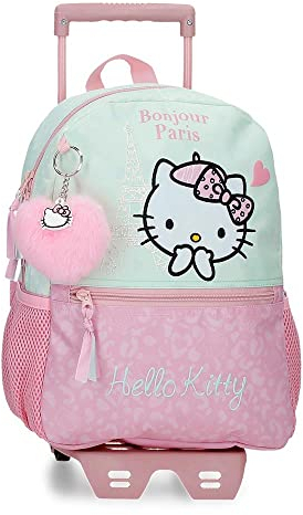 Hello Kitty Paris Schulrucksack mit rosa Trolley 25x32x12 cm Polyester 9,6L