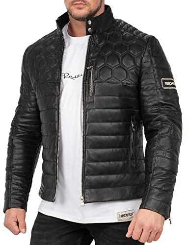 Reichstadt Herren Lederjacke Biker oder Bomber Elegant & Robust | Echtleder oder Kunstleder, Pilotenstil, hochwertig verarbeitet, langlebig, bequem, für Freizeit, Alltag und Business