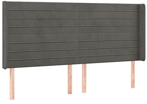 vidaXL LED Kopfteil Bettkopfteil Polsterkopfteil Betthaupt für Bett Bettgestell Bettrahmen Schlafzimmer Bettzubehör Dunkelgrau 183x16x118/128cm Samt