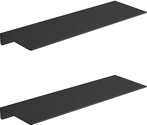 JOOM Schwarze schwebende Regale zur Wandaufbewahrung, Metall-Wandregale für Wohnzimmer, Badezimmer, Küche, 40,6 cm Ausstellungsregale für Sammlerstücke (2 Stück)