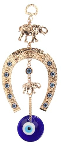 Blue Eye Wanddekoration, Home Eye Anhänger mit Goldenem Elefanten- für Zuhause, Büro, Auto, Einweihungsgeschenk
