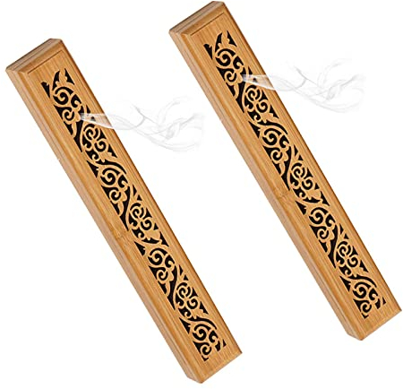 Eabdice 2 Pièces Boîte de Porte Encens en Bois, Boîte Porte-Encens, Exquis Boîte Bâtons d'Encens Bois, Convient à la Décoration Intérieure, à la Méditation, au Yoga et à l'Aromathérapie