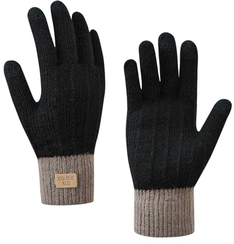 Adicloz Handschuhe Damen Winter Warm, Thermo Handschuhe Damen Touchscreen, Handschuhe Strick Heat Holders, Gefütterte Winterhandschuhe für Radfahren Outdoor
