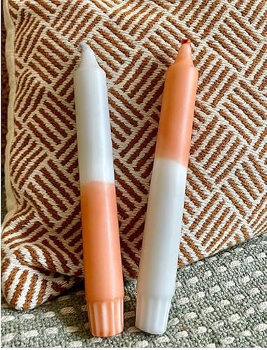 Handgefertigte Dip Dye Kerze in Braun und Grau (Grau oben)