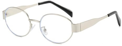 OSAGAMA Retro Runde Ovale Sonnenbrille Matell Rahmen Fashion Sunglasses für Damen Herren Silber Transparent