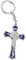 Paowsietiviity Porte-clés crucifix Jésus Sainte Croix Porte-clés religieux Catholique Cadeau d'anniversaire, Bleu + argenté, taille unique