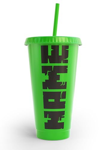 Custom Personalized Gamer Themed Cold Cup for Boys & Girls Birthday Party with Lid and Straw - Level Up Your Celebration Christmas Gift Cup