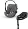 CYBEX Gold Babyschale Cloud G i-Size Comfort und ISOFIX Basis Base G, Inkl. Neugeboreneneinlage, Ab Geburt bis ca. 24 Monate, Für Kinder ab 40 cm bis 87 cm, Max. 13 kg, Lava Grey