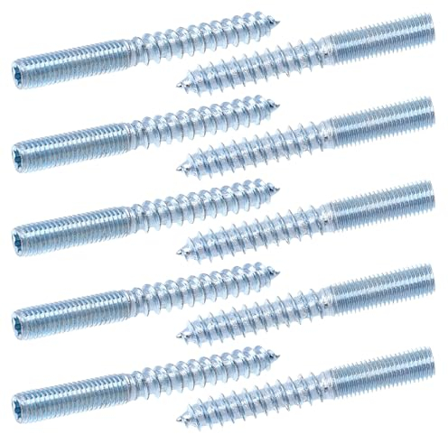 Jeffdad Lot de 10 vis à double filetage M8 x 60 mm - En acier inoxydable - Vis à tête marteau - Vis de chevilles avec partie hexagonale (M8 x 60 mm)