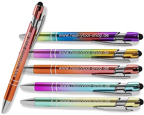 Sherveer Kugelschreiber SIGNATURE ELEGANCE TOUCH Summer 3 Color Effekt (10 Stück) Aluminium eloxiert Strichstärke: M ca. 0,6mm Tinte: blau mit Touchscreen Stylus Endkappe