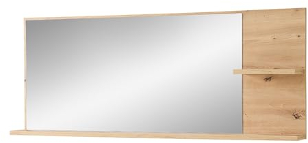 Lomadox Spiegel Garderobenspiegel Flurspiegel mit Ablagen Eiche braun 148x60x16,5 cm