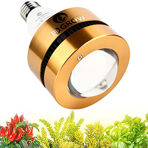 PDGROW E27 Pflanzenlampe LED Vollspektrum Grow Glühbirne 36W Pflanzenlicht mit 36Pcs Sam LM301B LEDs, Optischer Glaslinse Wachstumslampe für Zimmerpflanzen, Gewächshäusern, Innengärten, Blumen