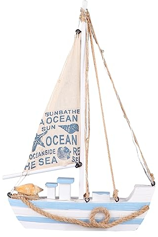 ABOOFAN Modellschiff-Ornament -beleuchtetes Bootsdekor Mediterraner Stil Holzhandwerk Heim- Und Zimmerdekor