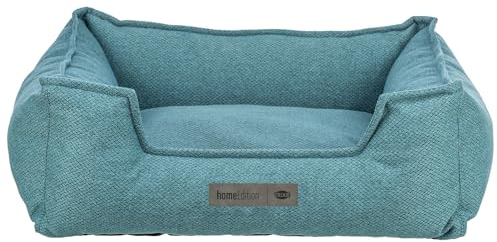 TRIXIE Vital Hundebett Liano 80 x 65 cm in Petrol – eckiges Kuschelbett mit weichem Textilbezug, Hundekorb für mittelgroße Hunde, fest integriertes Kissen, Rutschfester Boden - waschbar – 37745