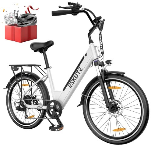 ESKUTE C100 Bicicleta Electrica,26 Pulgadas E Bike,con Motor Alta Velocidad 250 W, Electric Bike, Batería Extraíble 36 V 10.4 Ah, Pantalla LCD, Bici Electrica Adecuado para Hombres Mujer Adulto