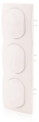 Nobilis Lot d'interrupteurs de lumière Ø 60 mm, 10AX 250 V~, blanc, marche/arrêt, triple cadre, 80 x 222 mm, vertical