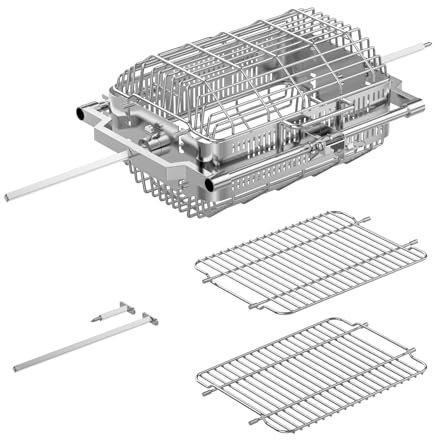 AJinTeby Turkey Basket, Rotisserie Basket Kit for Kamado Joe JoeTisserie KJ155172022 Grill, Flat Basket, Tumbler Basket and Quick Connect Rod for Kamado Classic Joe, Fits Big Joe Grill/Smokers etc
