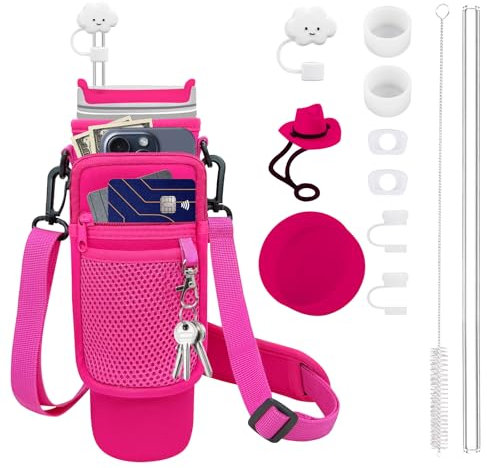 12PCS Accessories for Stanley Cup 40Oz Tumbler with Handle, Including Cloud Straw Cover Cap, Replacement Straw, Boot, Quencher H2.0 Spill Stopper, Cleaning Brush, Holder with Strap