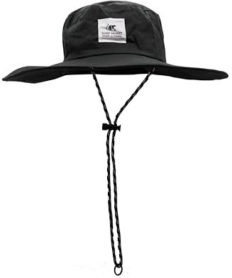 Surf Monkey Gorro de Pescador ala hancha Boonie Hat, Talla Única, Hombre/Mujer (FR/ES, Letras, Talla única, Negro)