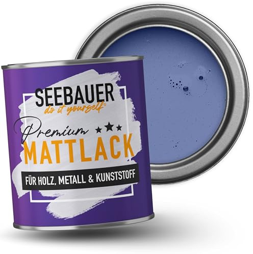SEEBAUER diy Mattlack Lila 375ml für Innen & Außen (No. 907 Magic Lavender) Möbelfarbe ohne Schleifen - Hybrid-Lack für Holz, Metall, Kunststoff - Holzlack, Möbellack hohe Deckkraft