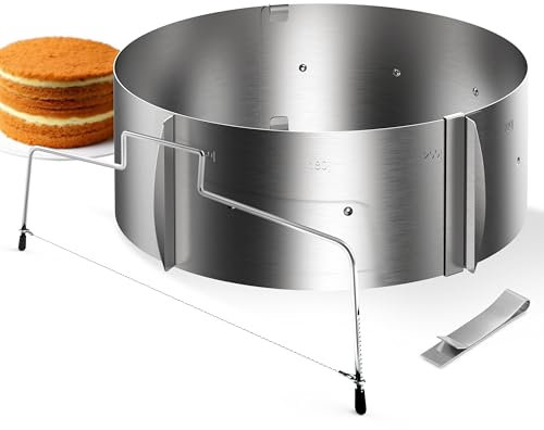 4smile Torten-Zubehör-Set 2 Teile - Tortenring verstellbar hoch 8,5 cm + Tortenschneider - Edelstahl Backzubehör, funktionales Backset zum Backen und für die Tortenzubereitung