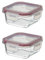 LOLAhome | Set 2 o 4 Fiambreras Cristal con Tapa | Recipiente Hermético para Alimentos | Organizador Cocina Nevera y Frigorífico | Envase Apto Microondas (Set 2 Cuadrado, De 310 ml)