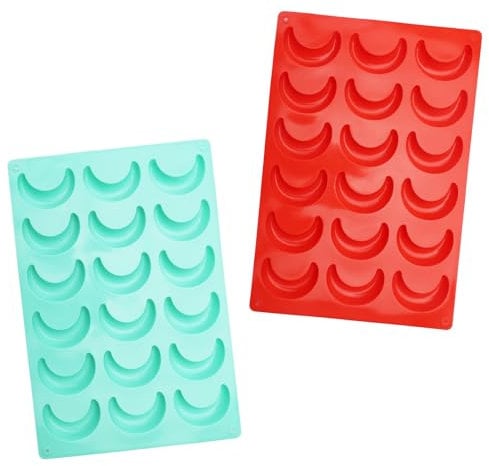 2 Stück Vanillekipferl Backform, 18 Mulden Backblech Vanillekipferl Silikonform für Vanillekipferl Cake Mould Chocolate Silikon Vanillekipferl Plätzchenform Backform Kuchenformen