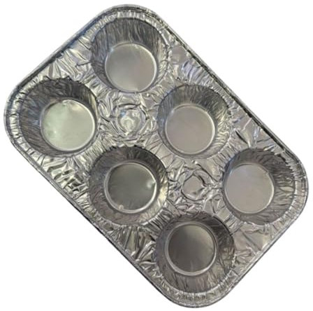 G4GADGET Disposable Muffin Tins 6-Cup – Aluminum Foil Baking Pans for Muffins & Cupcakes | Mess-Free Baking & Serving | Pack of 5