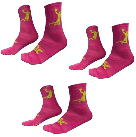 Handball Sportsocken Damen Anti-Rutsch Handballsocken Pink (DE/NL/SE/PL, Numerisch, 39, 42, Regular, Regular, 3x Pink)