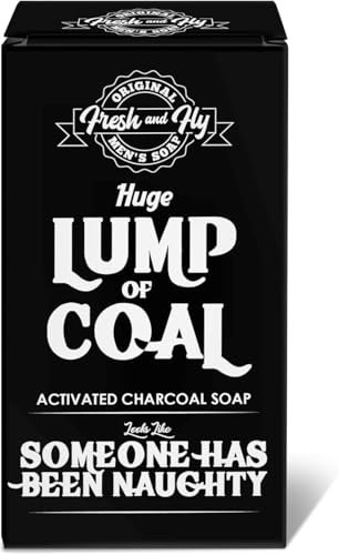 Fresh & Fly Lump of Coal – Funny Gift for Him, Husband or Friend – Deep Clean, Great Scent – Soap Bar for Face & Body, 300g (Activated Charcoal)