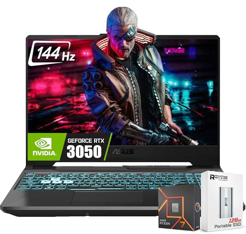 ASUS 2025 TUF A15 15.6'' FHD 144Hz Gaming Laptop, 8-Core AMD Ryzen 7-7435HS, Nvidia Geforce RTX 3050 Graphics, 8GB DDR5 RAM, 512GB SSD, Backlit KB, Wi-Fi 6, Win11 Home, W/Portable SSD