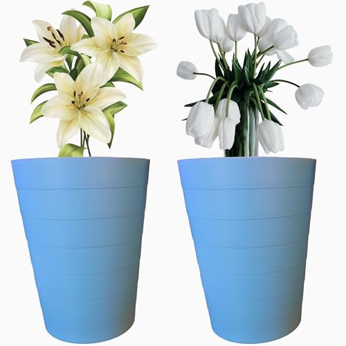 Mypicompany. Maceteros Decorativos Interior y Maceteros Grandes Exterior - 2X Macetas Grandes Azul (35 cm de Altura) Macetas Plastico con Drenaje - Tiestos para Plantas, Jardín, Terraza y Balcón