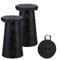 Relaxdays Teleskophocker 2er Set, faltbar, Tragegurt, Outdoor, höhenverstellbarer Campinghocker, HxD 44,5x25 cm, schwarz