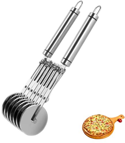 Roulette à pizza à 7 roues, Coupe-Pâte en Acier Inoxydable, Pizza Cutter, Coupe-Pizza Ajustable Pour Découpe De Pâte à Gâteau tt Pâtes Diverses (7 roues)
