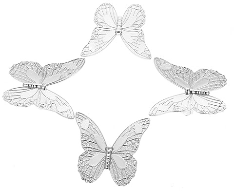 DECOMELODY 4 Stück Schrankknöpfe aus Zinklegierung Schmetterlings Design Großer Vintage Zuggriff 32mm Lochabstand Verchromt Möbelbeschläge für Schränke und Schubladen