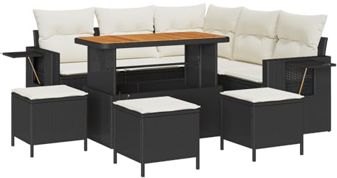 vidaXL Gartensofa-Set 9 STK. Schwarz Poly-Rattan