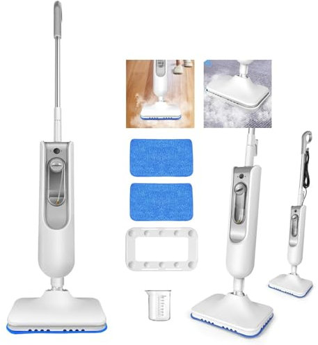 Nettoyeur vapeur 1500W - Balai vapeur avec fonction à main - Chauffage express 20s - Réservoir 400ML - Pour sols et surfaces diverses