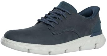 Skechers Men's Garza Duran Trainers, Navy White Leather/Synthetic, 9.5 UK