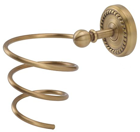 Nikou Haartrocknerhalter aus antikem Messing, Wandhalterung, Haarpflege-Werkzeug, Spiral-Haartrockner, Badezimmer-Organizer, Bronze-Finish, Zuhause &