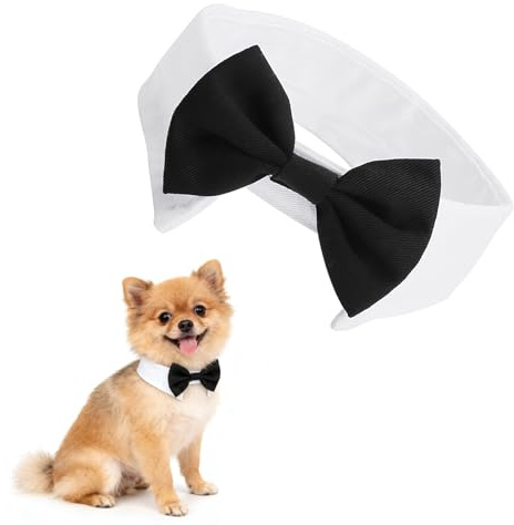 VOSSOT Fliege für Hunde und Katzen, Verstellbare Hundekrawatte mit Klettverschluss, Haustier Krawatte, Halsband Hund Katze Klein, Kostüm Hundeflieg, Anzug Hund für Hochzeit Geburtstag