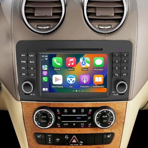 Radio Android da 7 pollici per Mercedes ML-W164 GL-X164 con touch screen CarPlay Android Auto Full (Split) Screen Mirroring App Netflix Spotify Wi-Fi USB DVD Navigazione Google Maps Veicolo Telecamere