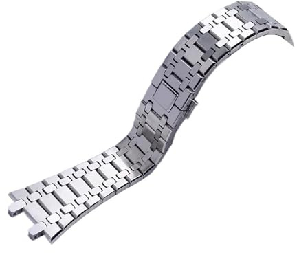 WTNZBAEM 26 mm Armband kompatibel mit AP ROYAL OAK 15400 26331 15500 Uhrenarmband Faltschließe Edelstahlband(Silver)