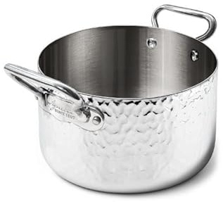 Casseruola Alta Professionale in Acciaio 3ply Martellato 16 cm