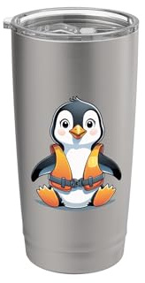 Cute Penguin with Life Jacket Illustration Stainless Steel Insulated Tumbler
