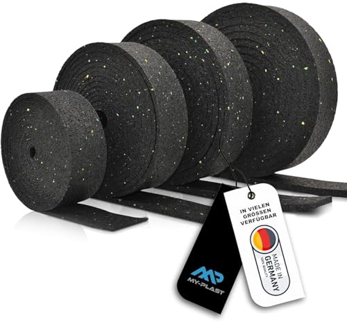 My Plast Terrassenpads Rolle - 10.000 x 80 x 8 mm | Gummigranulat-Rolle - Trittschalldämmung & Zuschnitt - Bautenschutzmatte-Unterlage für Terrassenbau, WPC & Balkon