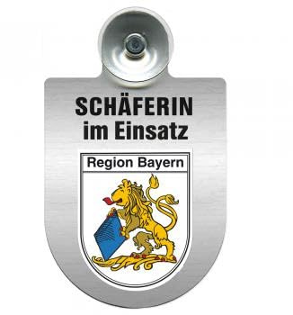 Einsatzschild Windschutzscheibe incl. Saugnapf - Schäferin im Einsatz - 309459 - incl. Regionen nach Wahl Farbe Region Bayern