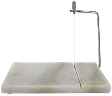 Fackelmann FM Professional 22259 Fettleberschneider, Präsentation, Fettleberschneider, Servieren von Foie Gras, Edelstahl, Marmor, Hellgrau, 23 cm x 15 cm x 5 cm