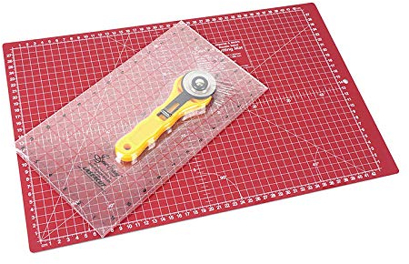 Sew Easy Quilter Set A3 Schneidematten Set (45x30cm), beidseitiger Aufdruck (cm und inch), RollSchneider 45mm, stabiles Schneidelineal (12 x 6,5 inch)