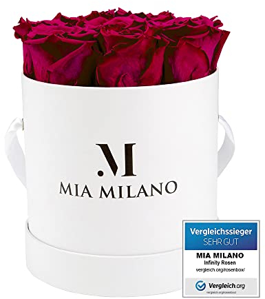 Mia Milano Infinity Rosen Bordeaux für Sie - 3 Jahre haltbar I Rosenbox mit 9 echten konservierten Rosen I Handgefertigt in Deutschland