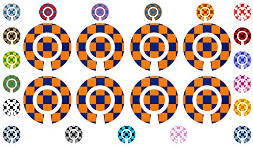 Acclaim Lawn Bowls Identification Stickers Markers 2 Full Sets of 4 Self Adhesive Large Check (Navy Blue/Orange)